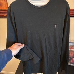 All Saints Black Long Sleeve Tee with Subtle Logo